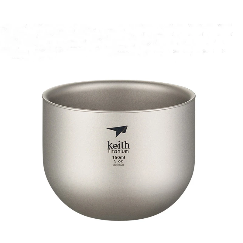 Keith Titanium Camping Theekopje 150Ml Dubbele Muur Anti-Verbranding Buiten Picknick Servies Feest Drinkwaren Wijn Thee Cup 5.1Oz