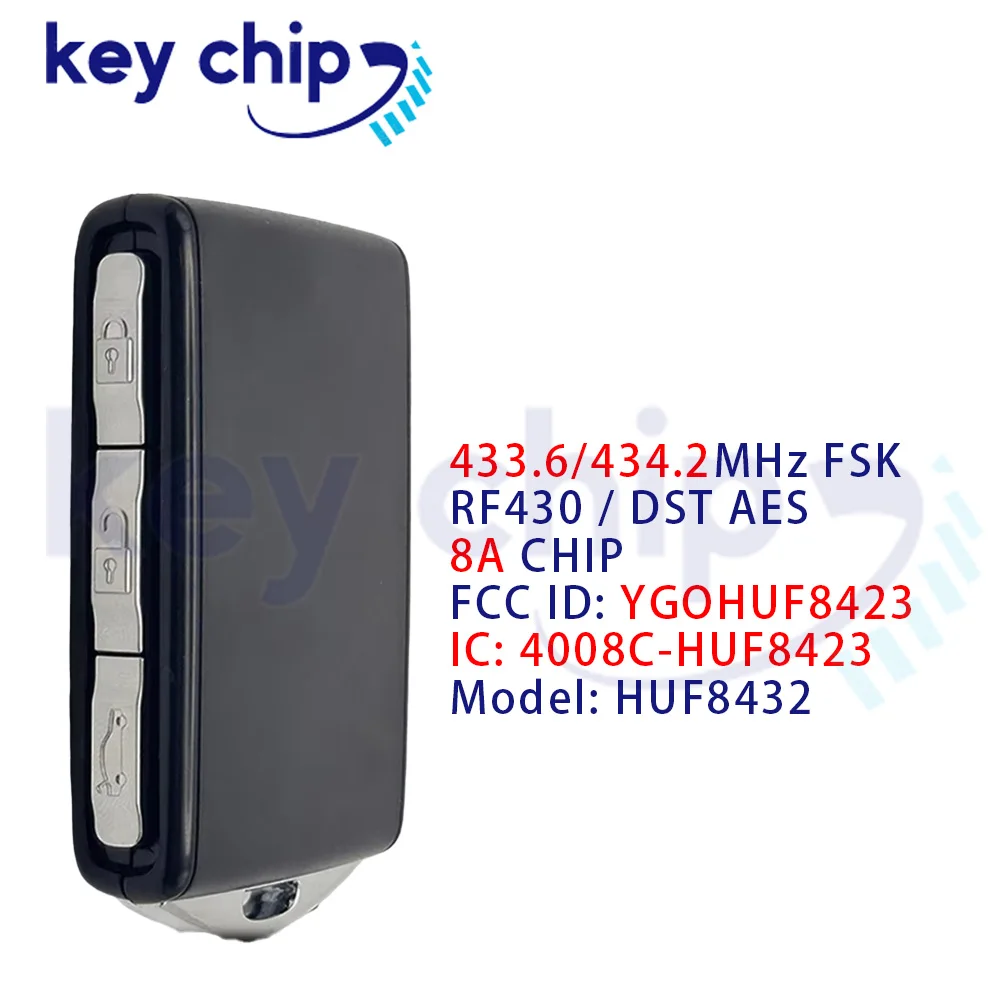 Keychip For Volvo S90 S60 S40 XC60 XC90 2016-2020 4008C-HUF8423 HUF8432 8A CHIP 433.6/434.2MHz FSK YGOHUF8423 Smart Key