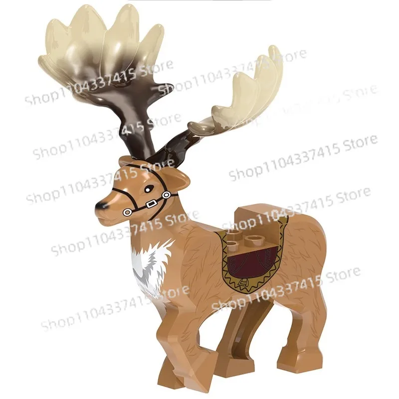 MOC 빌딩 블록 큰 경적 사슴 만화 애니메이션 액세서리 모델 무기 및 장식품 어린이 DIY 장난감 컬렉션 선물