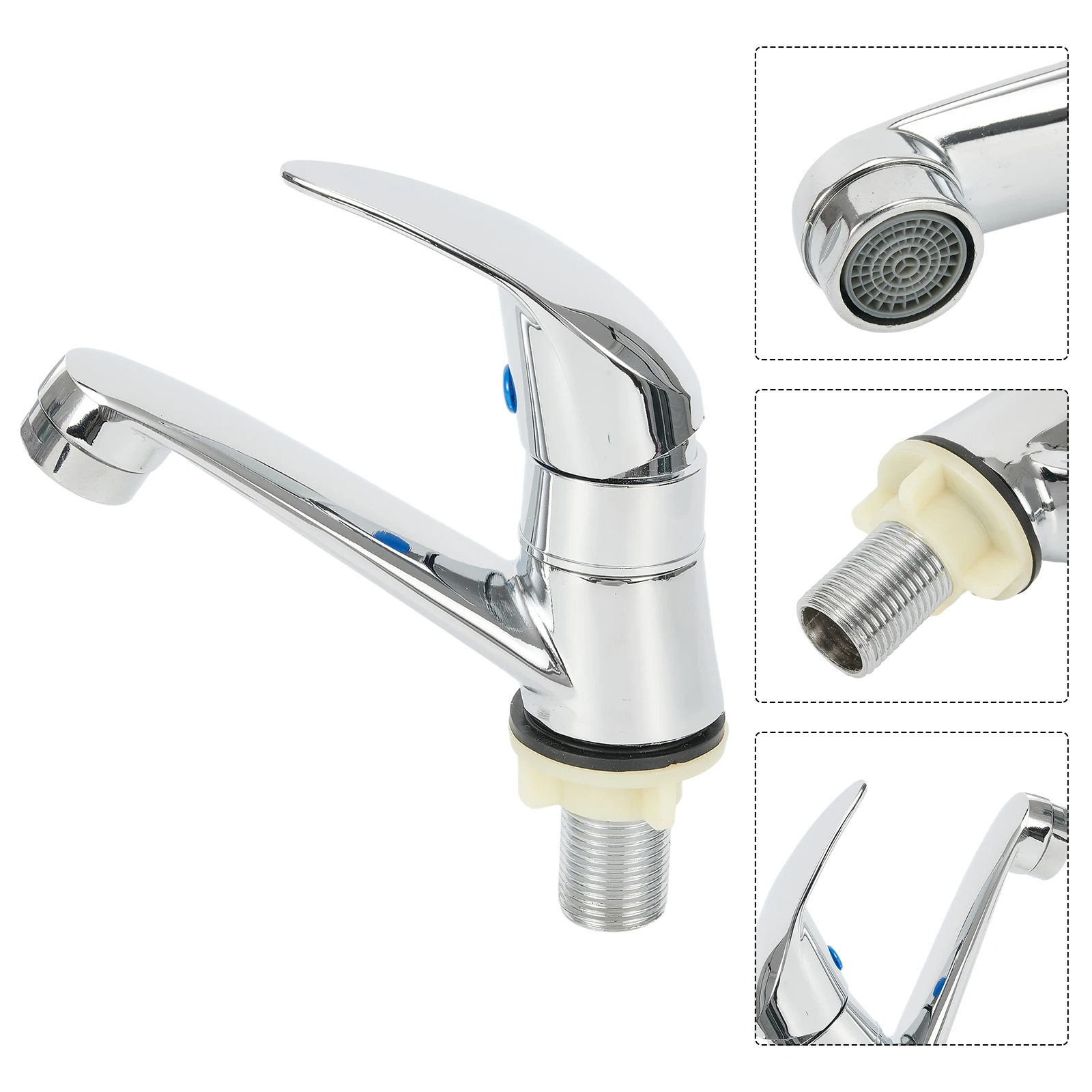 Grifos de cocina, montaje en cubierta cromado, grifos de lavabo de baño, grifo de baño de un solo orificio, grifo de agua fría, accesorios de baño