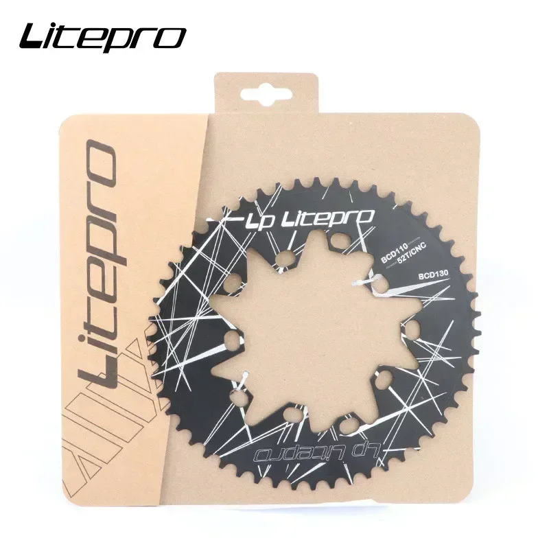 LITEPRO Oval Chainring 130/110 BCD Folding Bike Super Light Chain Wheel Crank Crankset 52T 54T 56T 58T 60T  bike accessories