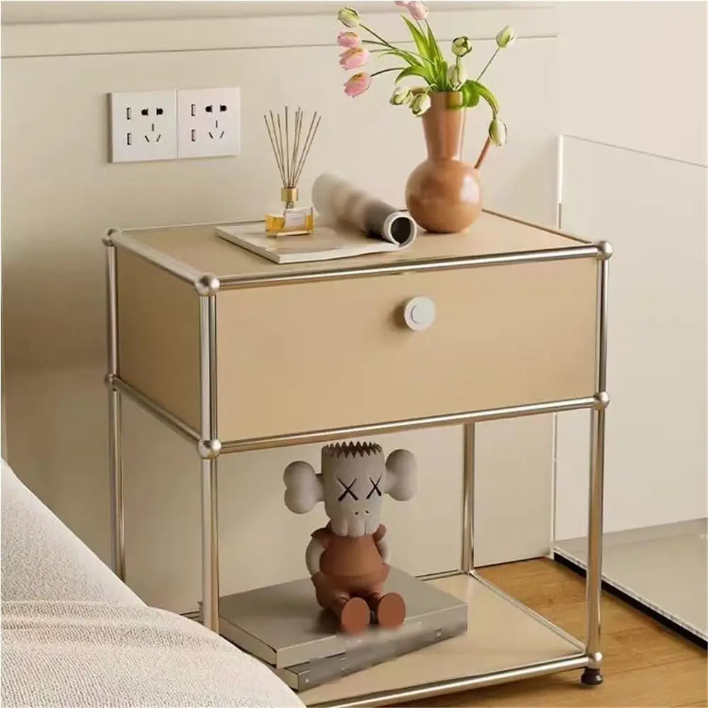Modern Bedside Table Night Stand with Storage Drawer and Shelf,Small End Side Table for Bedroom,Living Room