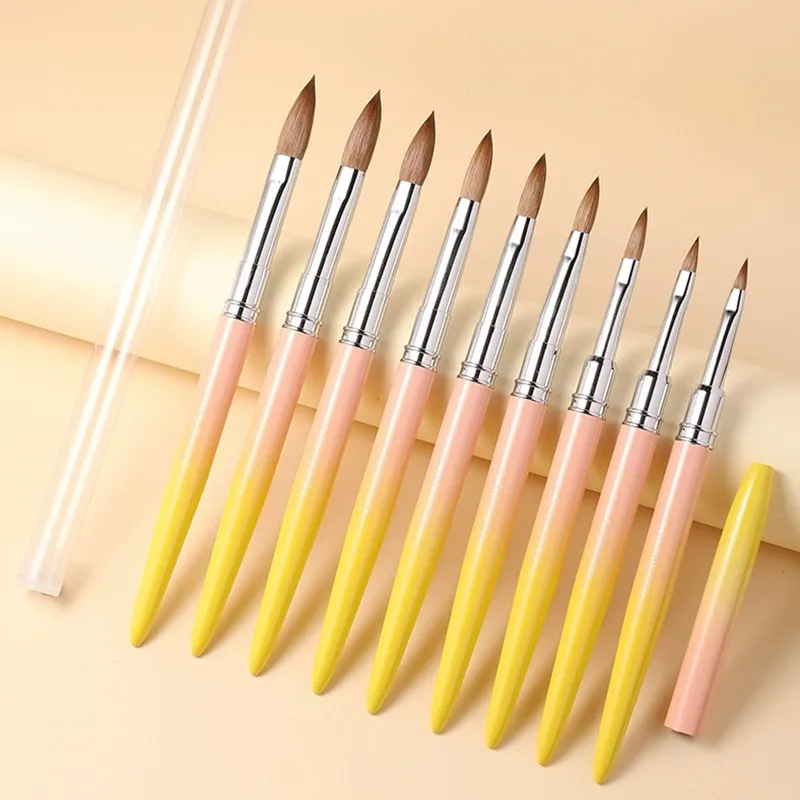 

1PCS Yellow Handle Kolinsky Hair Nail Art Brush Acrylic UV Gel Carving Pen Brush Liquid Powder DIY Nail Painting Drawing Tools