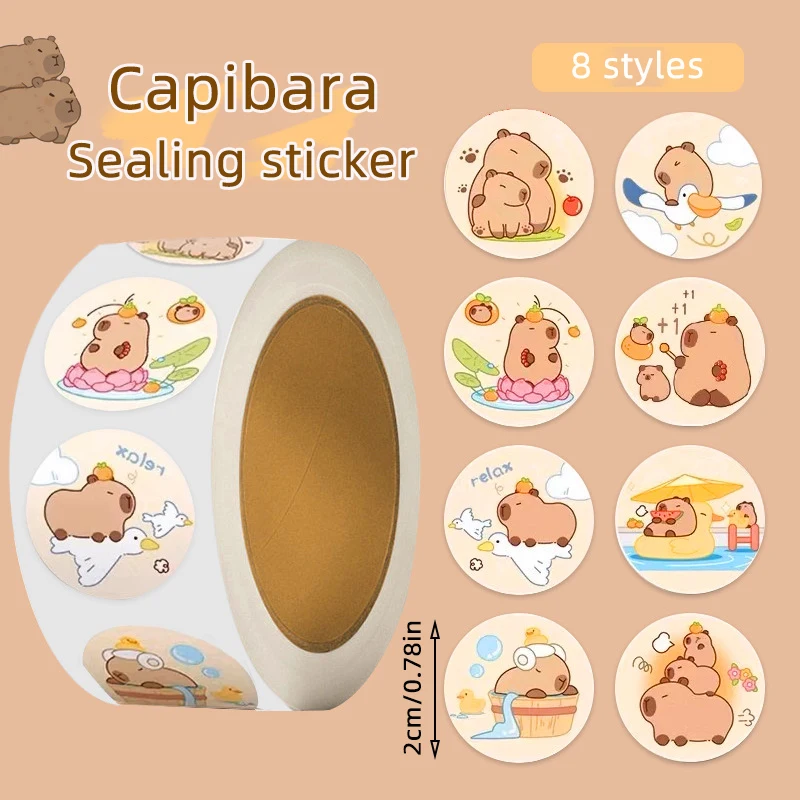 Cute Cartoon Brown Capybara Stickers 400pcs Plump Animal Design DIY Scrapbook Phone Wall Decal Reward Seal Label Kid Toy view 2