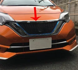For Nissan Note E12 E-power 2016-2019 Front Grille Hood Lip Molding Engine Cover Trim Chromium Styling Chrome Color Sticker
