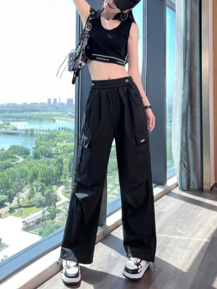 

Женские летние тонкие повседневные брюки Bla с широкими штанинами, высокой талией, свободного кроя, в корейском стиле, для работы и повседневной носки