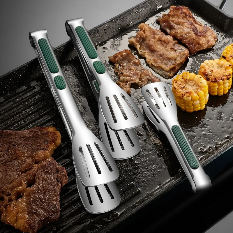 2025 New Stainless Steel Kitchen Food Tongs Grill Meat Bread Serving Clip Barbecue Buffet Clamp Cooking Accessories