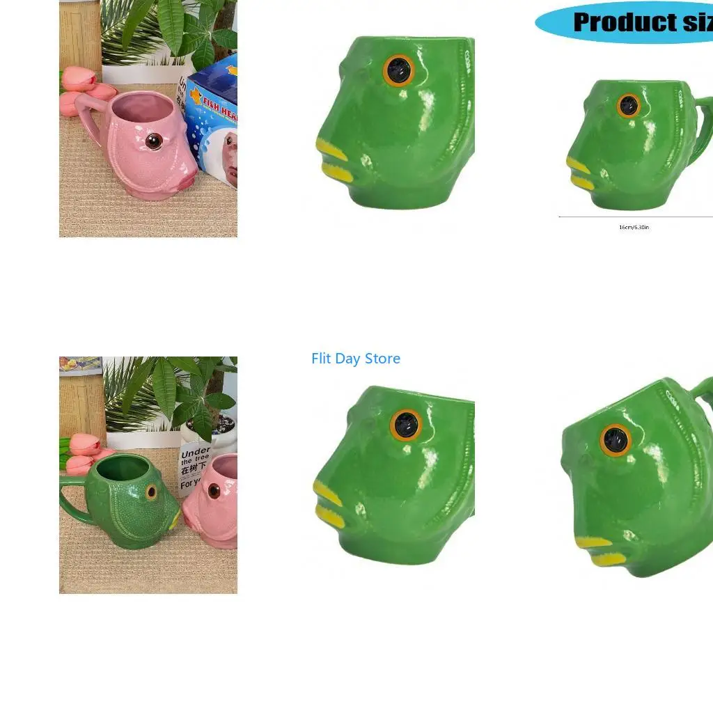 F92C Artistic Cup Coffee Cup Fish Head Ceramic Texture Offering Insulation