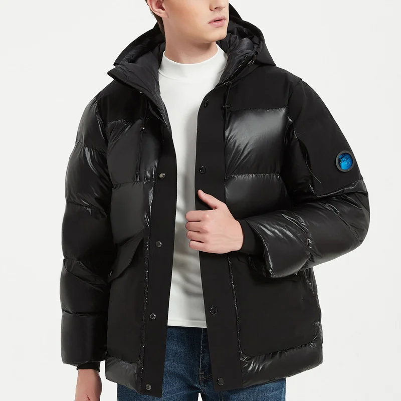 Men's Hooded White Duck Down Jacket Winter Warm Parka Coat Outwear Windproof Overcoats Mens