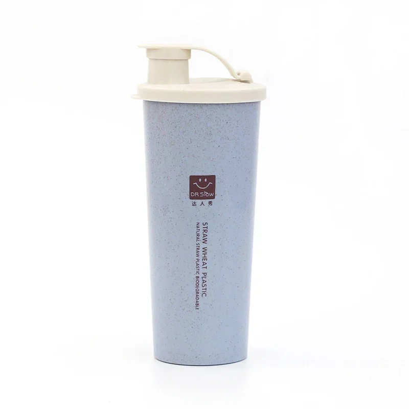 New 450ml Protein Powder Shaker Water Bottle Wheat Straw BPA Free Mixer Sports Fitness Protein Shaker Milk Shake Bottle 1pc