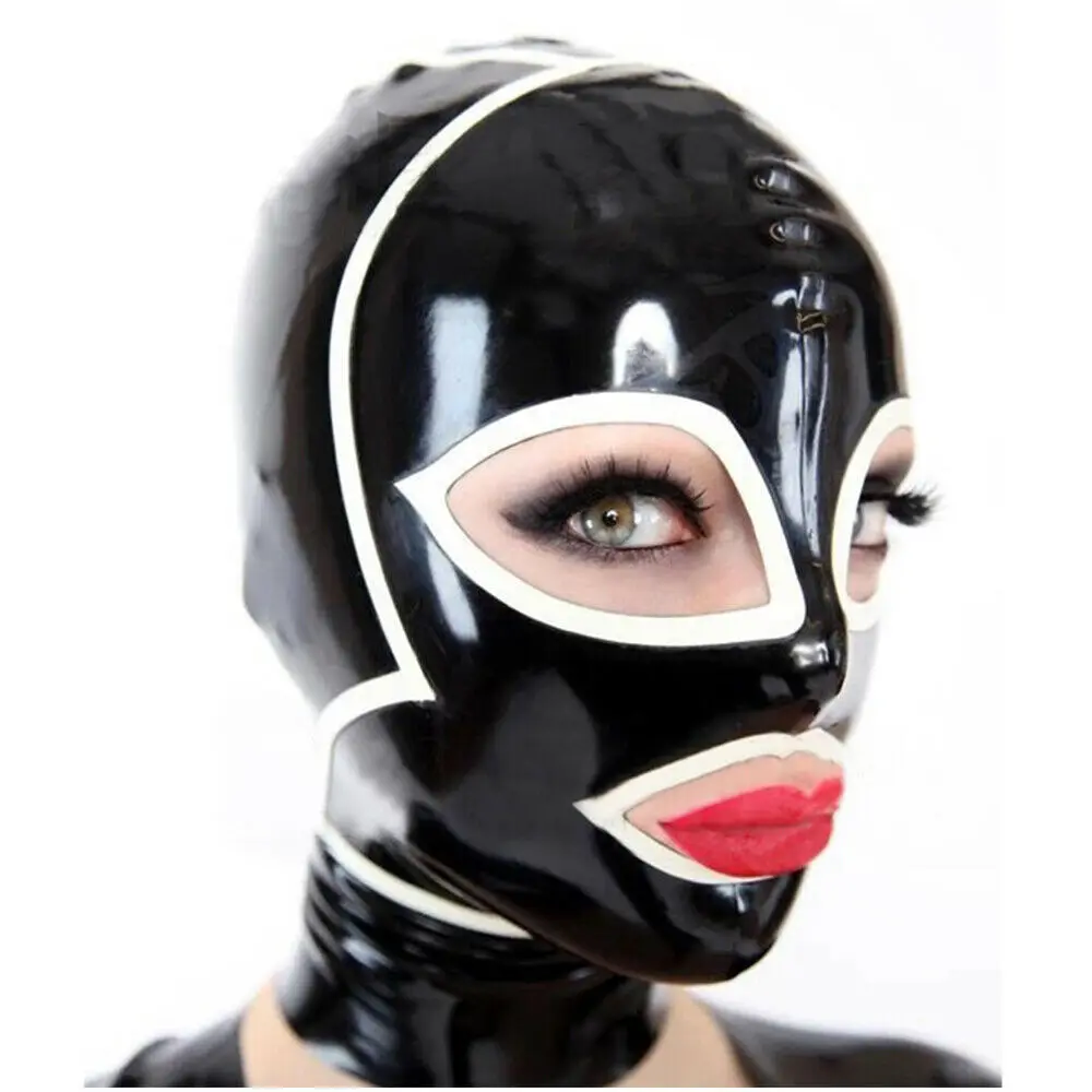 

Unisex Black Latex Hoods Latex Rubber Catsuits Bodysuits Hood Cosplay Party Mask Sex Toys Sexual Toy Adult Bdsm Toys