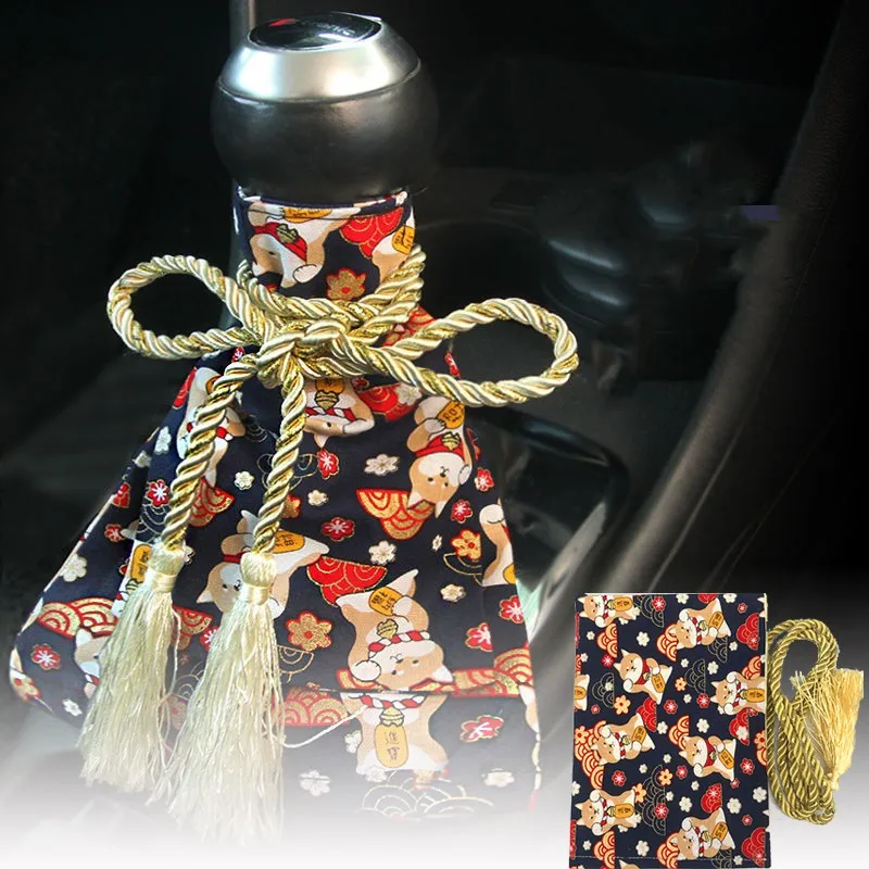 Universal Car Accessories Pattern Style Canvas Katana Shift Lever Knob Dust Cover Racing Samurai Sword Shift Knob Collars Cover