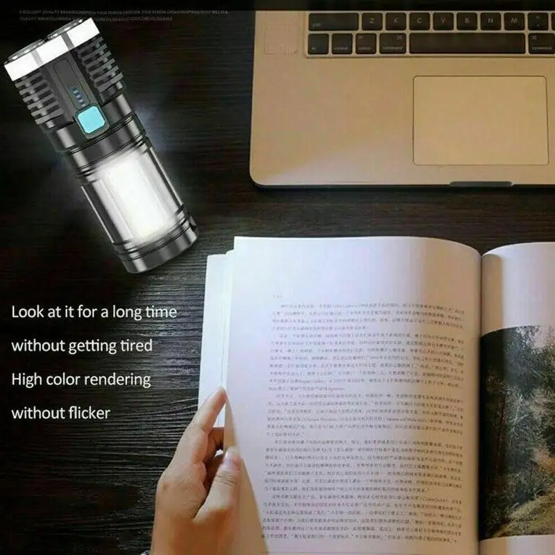 

Мощные светодиодные фонарики Кемпинговый фонарь с 4 лампами и боковым фонарем COB Перезаряжаемый портативный ручной фонарь 4 режима освещения