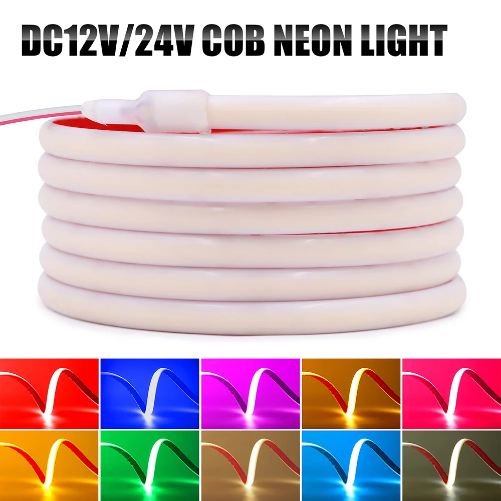 IP68 Wasserdichter COB LED Neon-Lichtstreifen 12V 24V 5m 10m 15m 20m 0,5m 320/LED Flexibles Band Silikon-Röhrenlicht RA90 – Detail 1