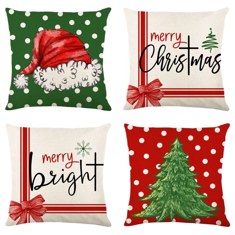 2024 New Christmas Cushion Cover 45x45cm Pillowcase Sofa Pillow Cases for Home New Year 2024 Merry Christmas Tree Ornament Home