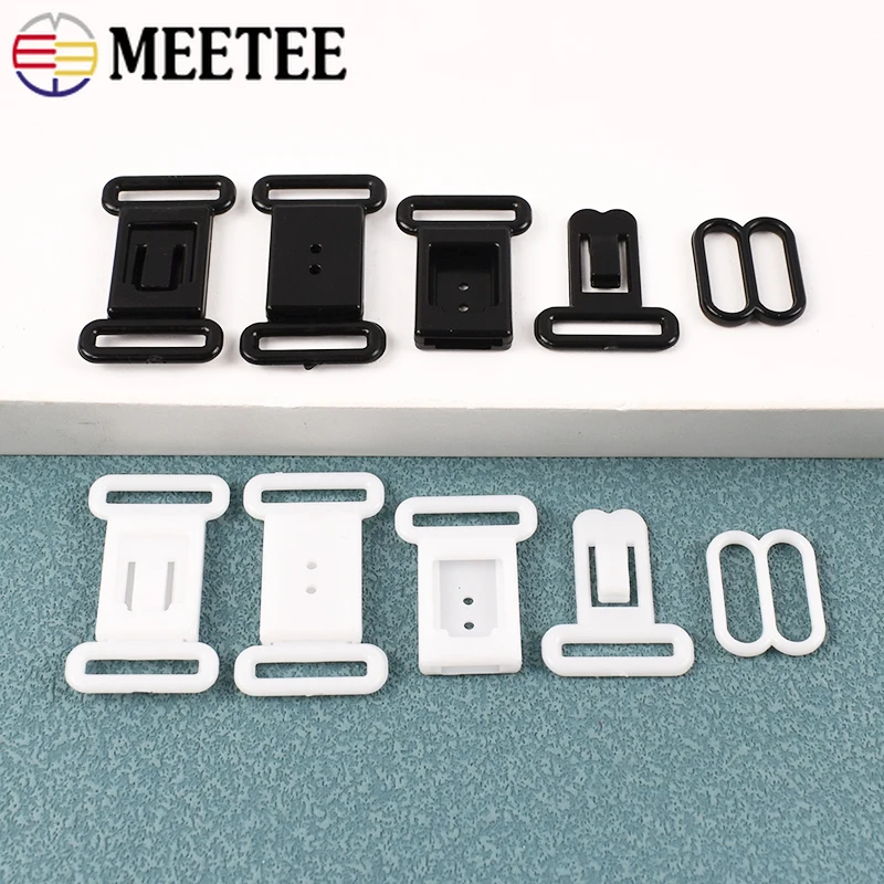 50/100Sets Meetee 12.5mm Plastic Buckles Bra Strap Clip Adjust Clasp Bow Tie Underwear Connect Button Buckle Sewing Accessories