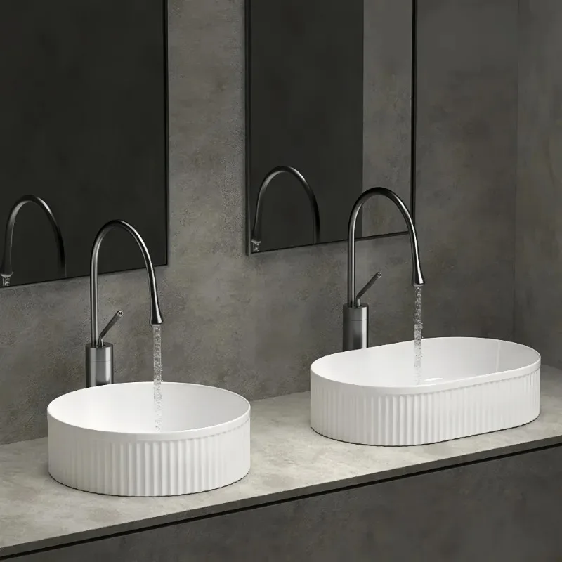 

1 современная керамическая большая раковина для ванной комнаты, раковина для ванной комнаты, современный домашний туалетный столик (за исключением смесителя), подходит для ванной комнаты на балконе,