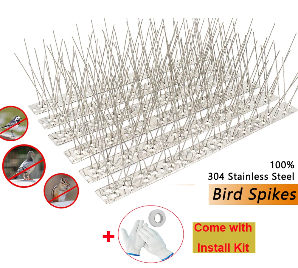 Pigeon Spikes Bird Repeller Stainless Steel Deterrent Bird Pigeon Repellent  Spikes 50CM Bird Spikes Kit Anti Climb Fence Roof