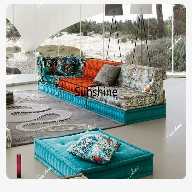 Mahjong module combination living room design color high-end fabric sofa