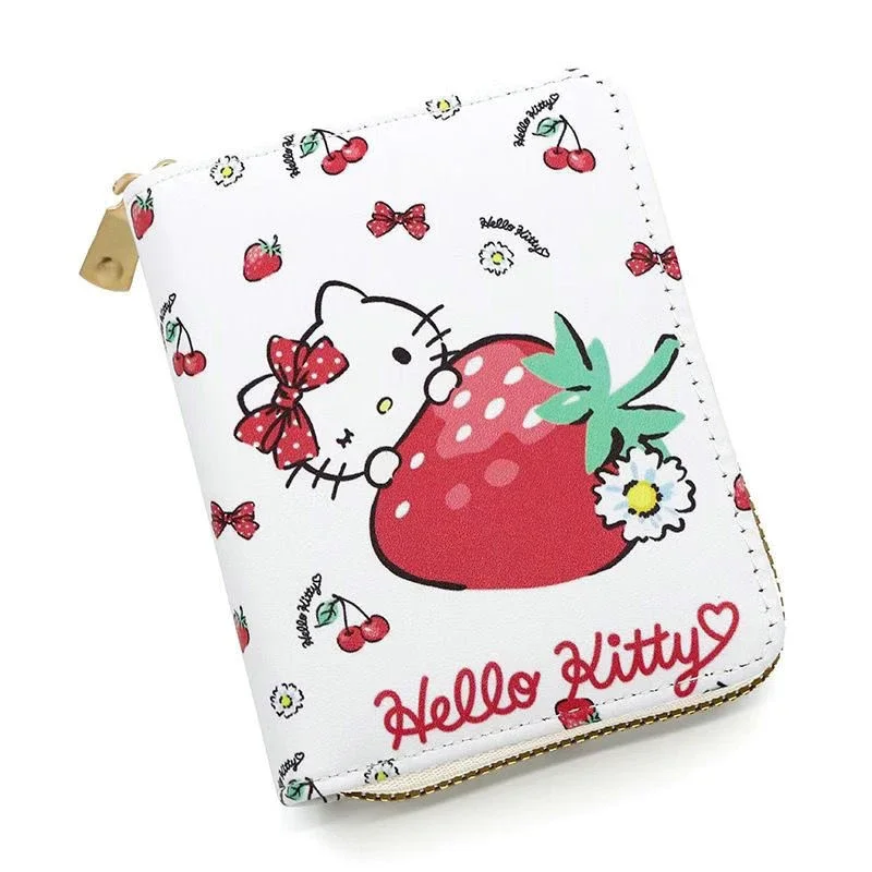 Hellokitty Cartoon Short Version Zipper Wallet Cute Fashion Money Bag Portable Daily Use Student Dopamine Fresh Sweet Coin Purse