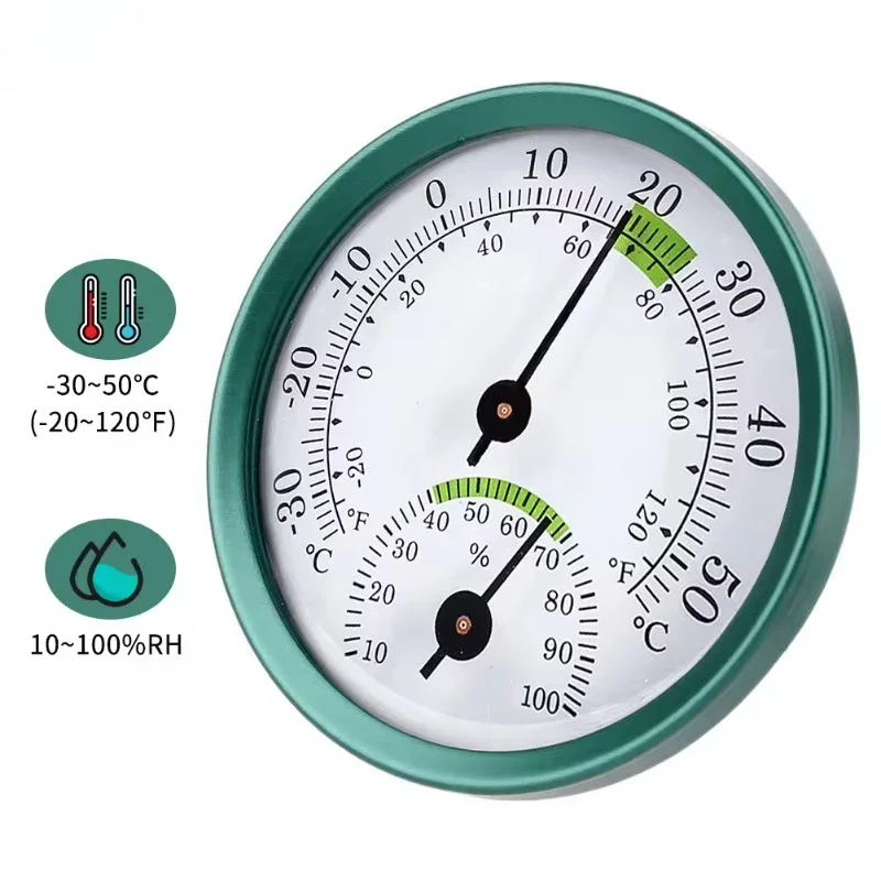 2 In 1 Stainless Steel Thermometer Hygrometer Wall-mounted Auto Measure Thermometer for Home Office Temperature Humidity Meter