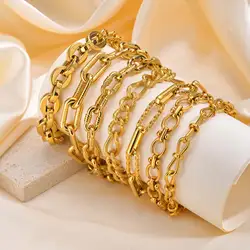 Stainless Steel Geometry Charm Bracelet for Women Girls,Trendy Twist Chain/Handmade Chain Bracelets,Fashion Jewelry Gifts
