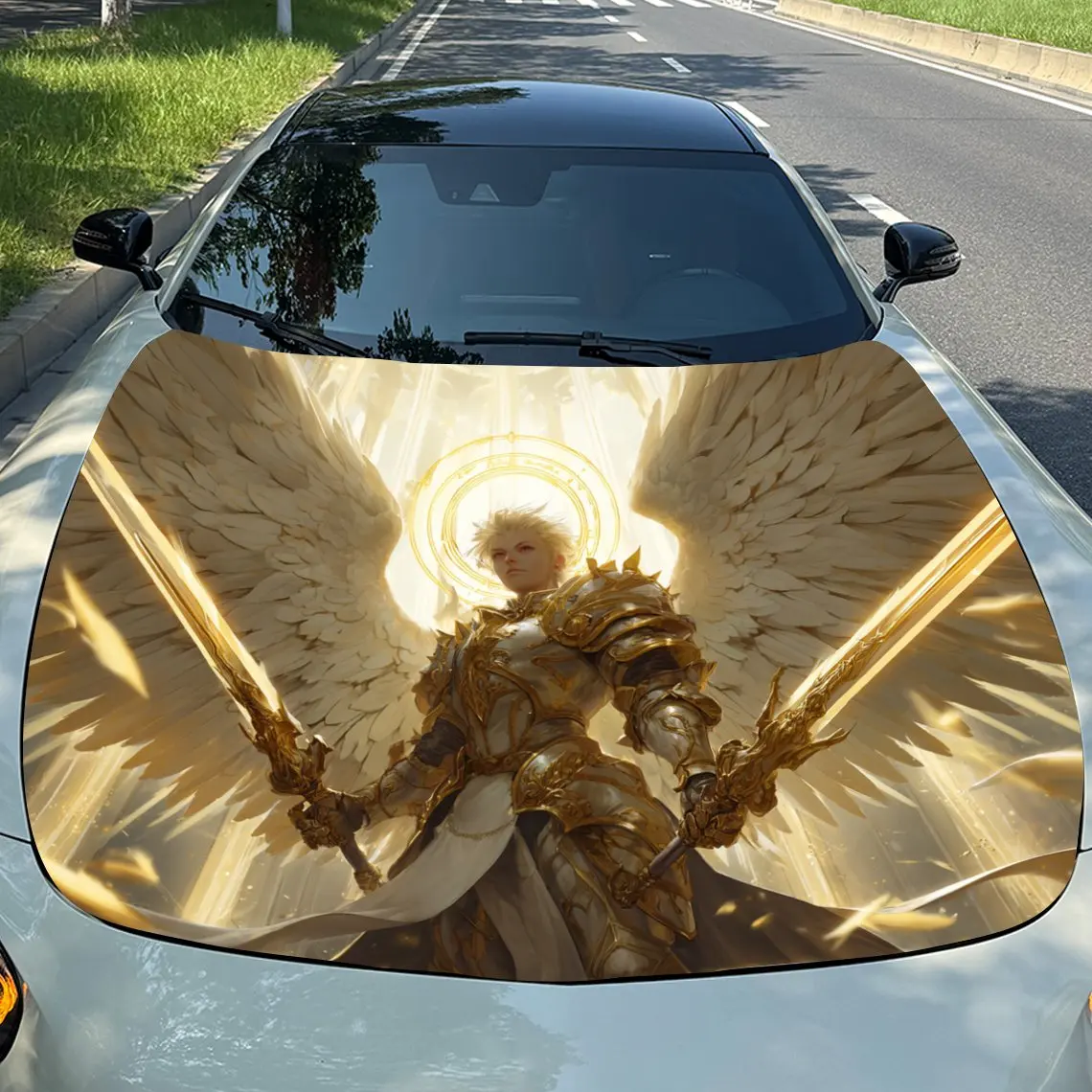 

Gold Saints PVC Car Vinyl Wrap - Self-Adhesive Waterproof Hood Decal Sticker,Durable Protection For Trucks, Cars, SUVs - Great G