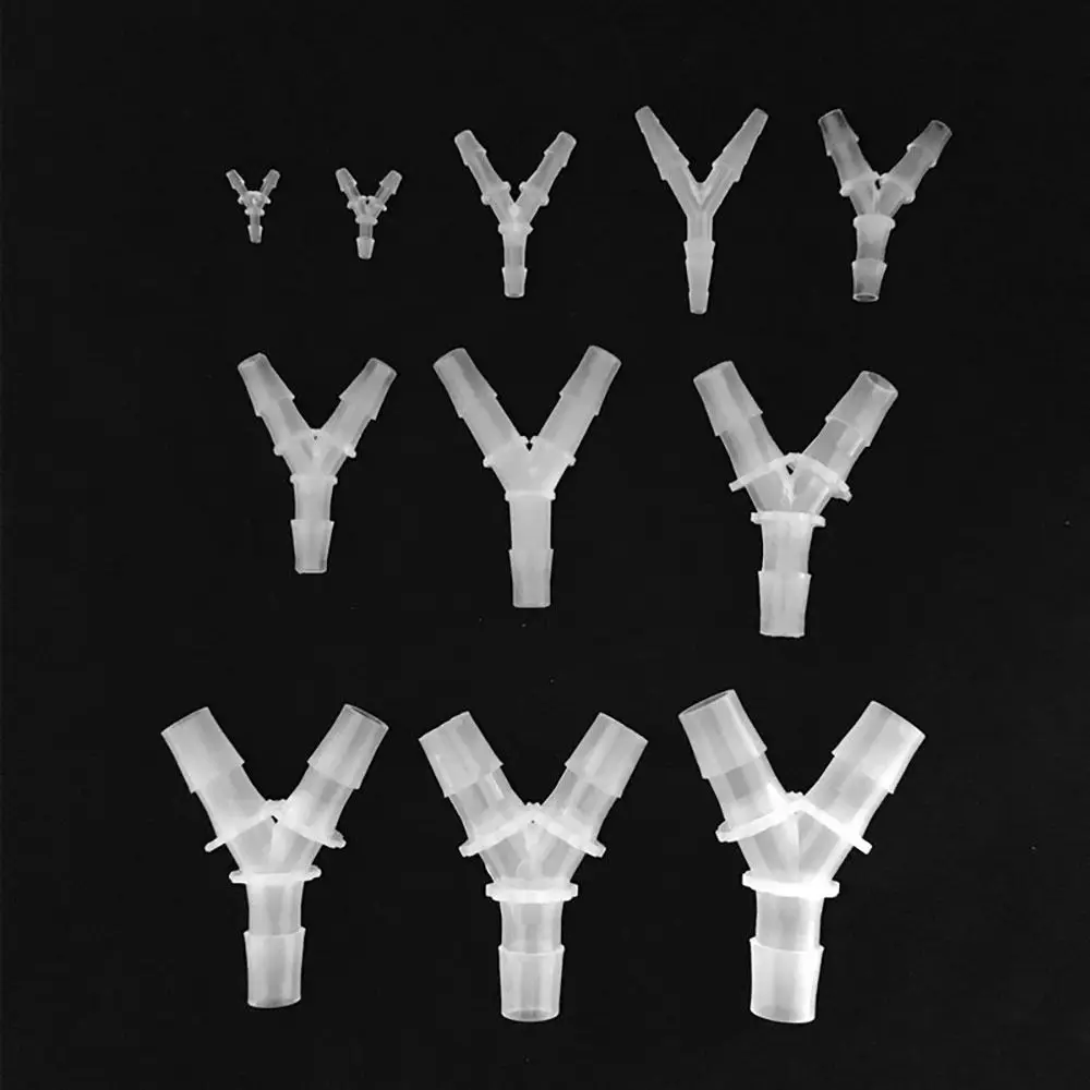 10Pcs Durable 2.4-15.8mm Y-Type Tee Connector PP PE Soft 3 Way Connector Plastic Hose Fittings for Aquarium Fish Tank Fittings