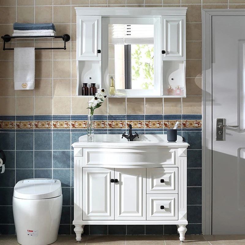 

Мебель из массива дерева Jane Ou: Комбинированный шкаф для ванной 70-180 см, дубовый шкаф от пола до потолка, тумба под унитаз, раковина для умывания