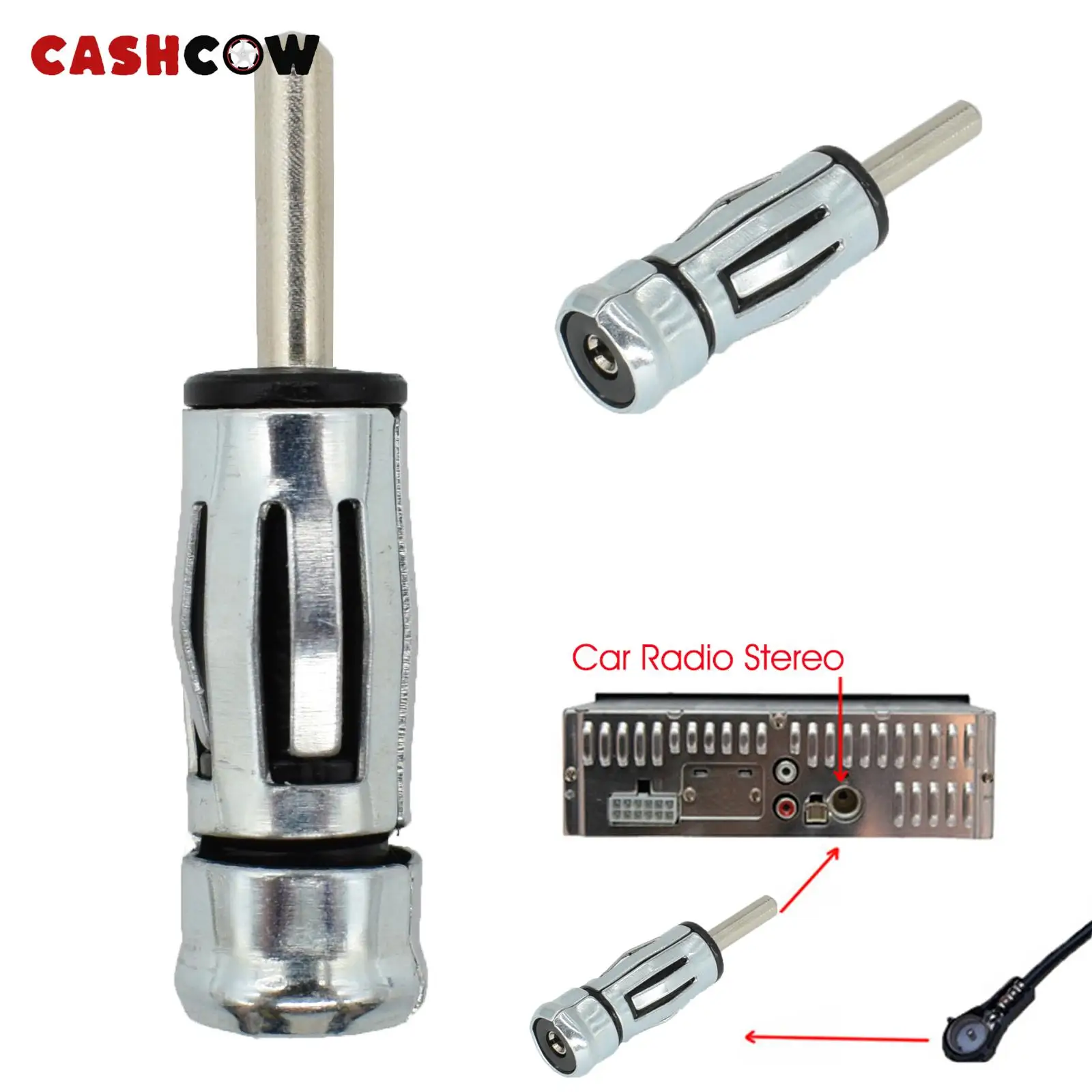 CASHCOW Car Vehicle Radio Stereo ISO To Din Antenna Mast Adapter Connector Plug for Car Radio Stereo Autoradio For Most Types