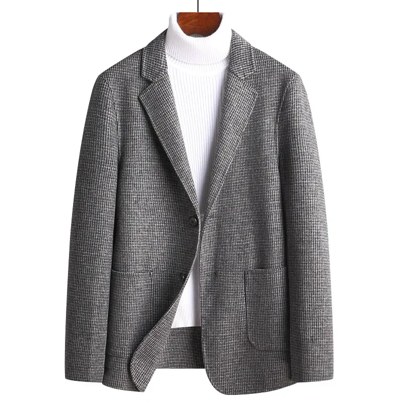 

2024 Brand New Handmade Tweed Suit Wool Men's Cashmere Small Nizi Blazer Men Overcoat For Male Jackets