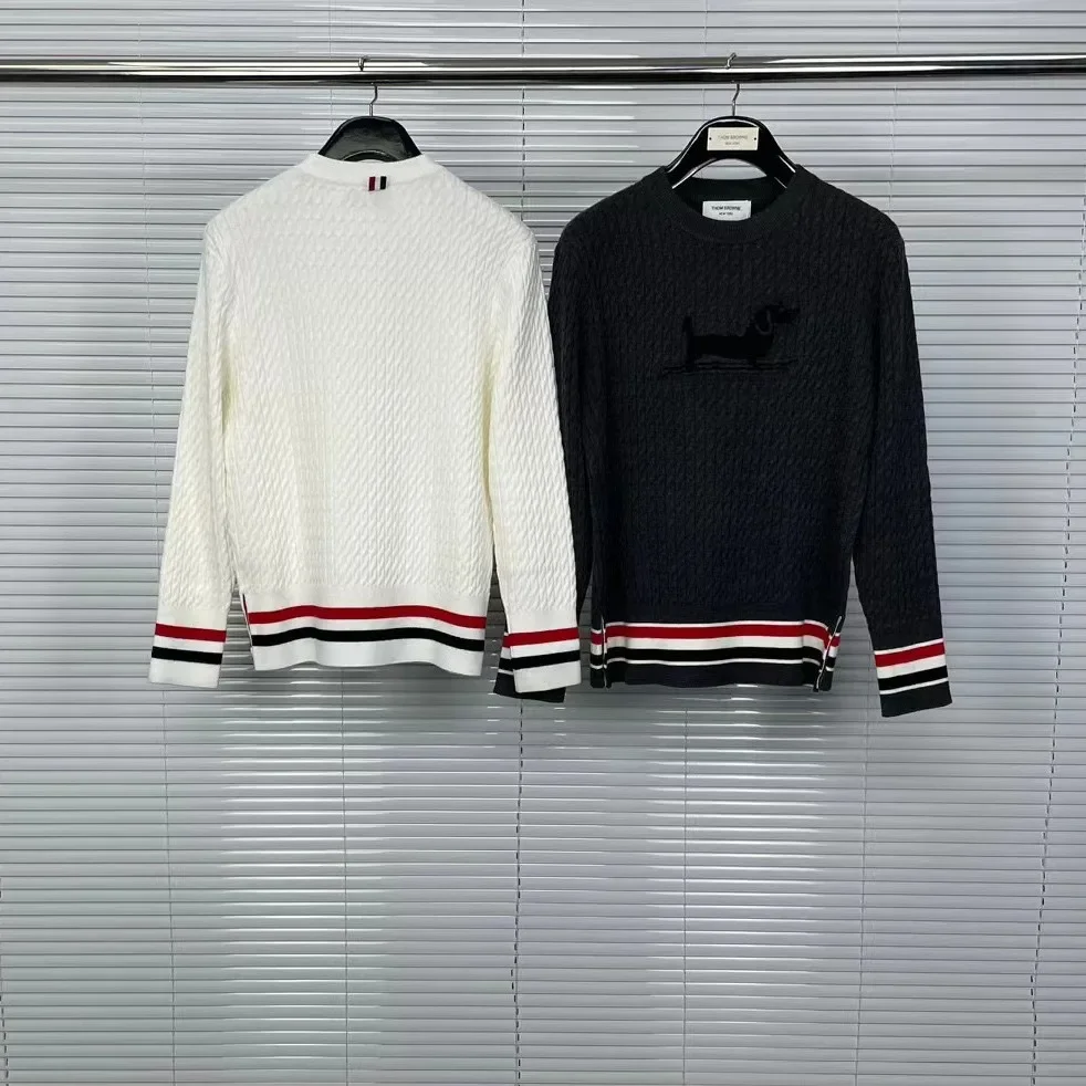 TB Tom Autumn/Winter New Men's Women's Casual Comfortable Sweater Crew Neck Cable Knit Round Neck Dog Shape Sweater