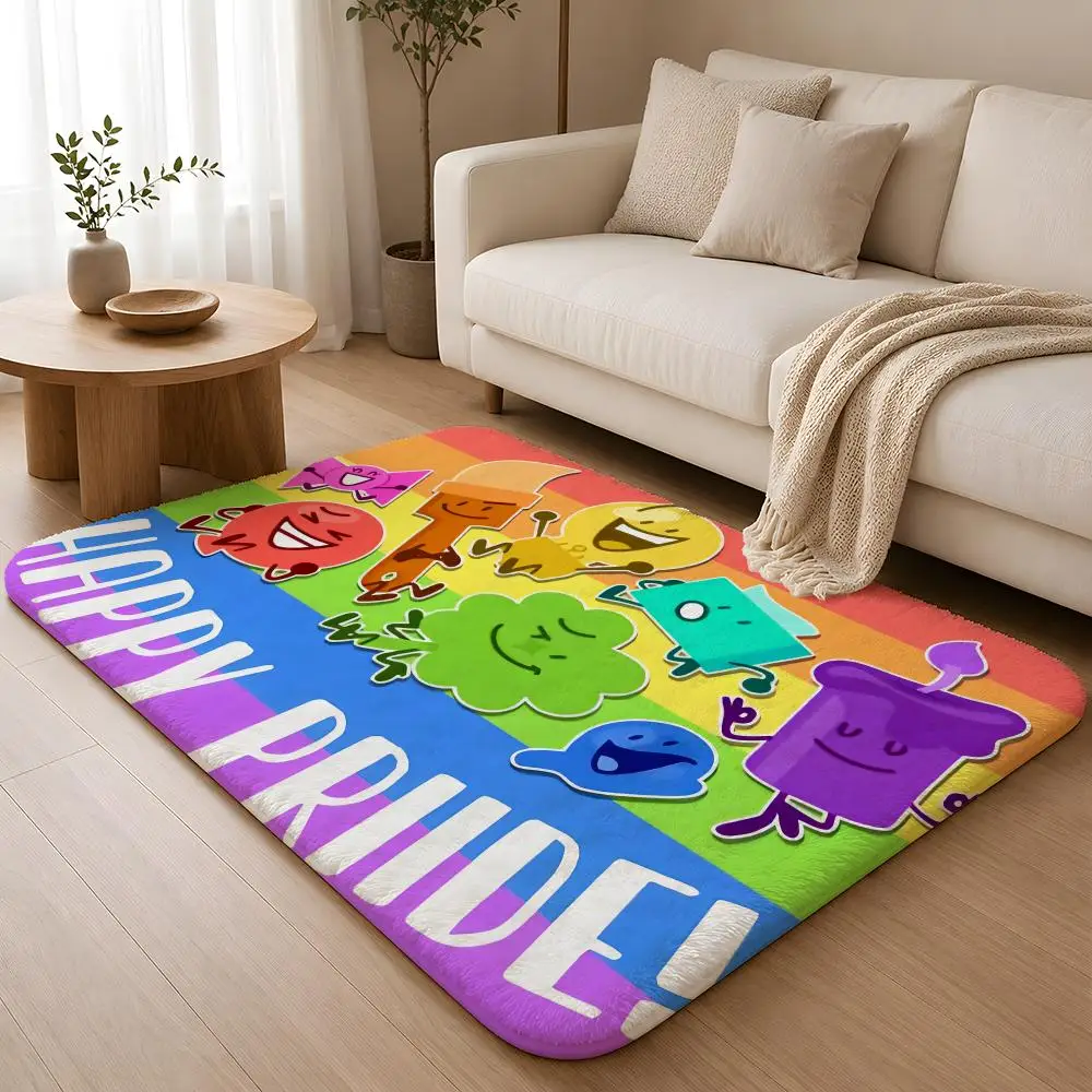 B-BFDI I-Inanimate Insanity Floor Mat Flannel Rug Non Slip Absorbent Soft Washable For Entryway Hallway Bathroom Kitchen Decor