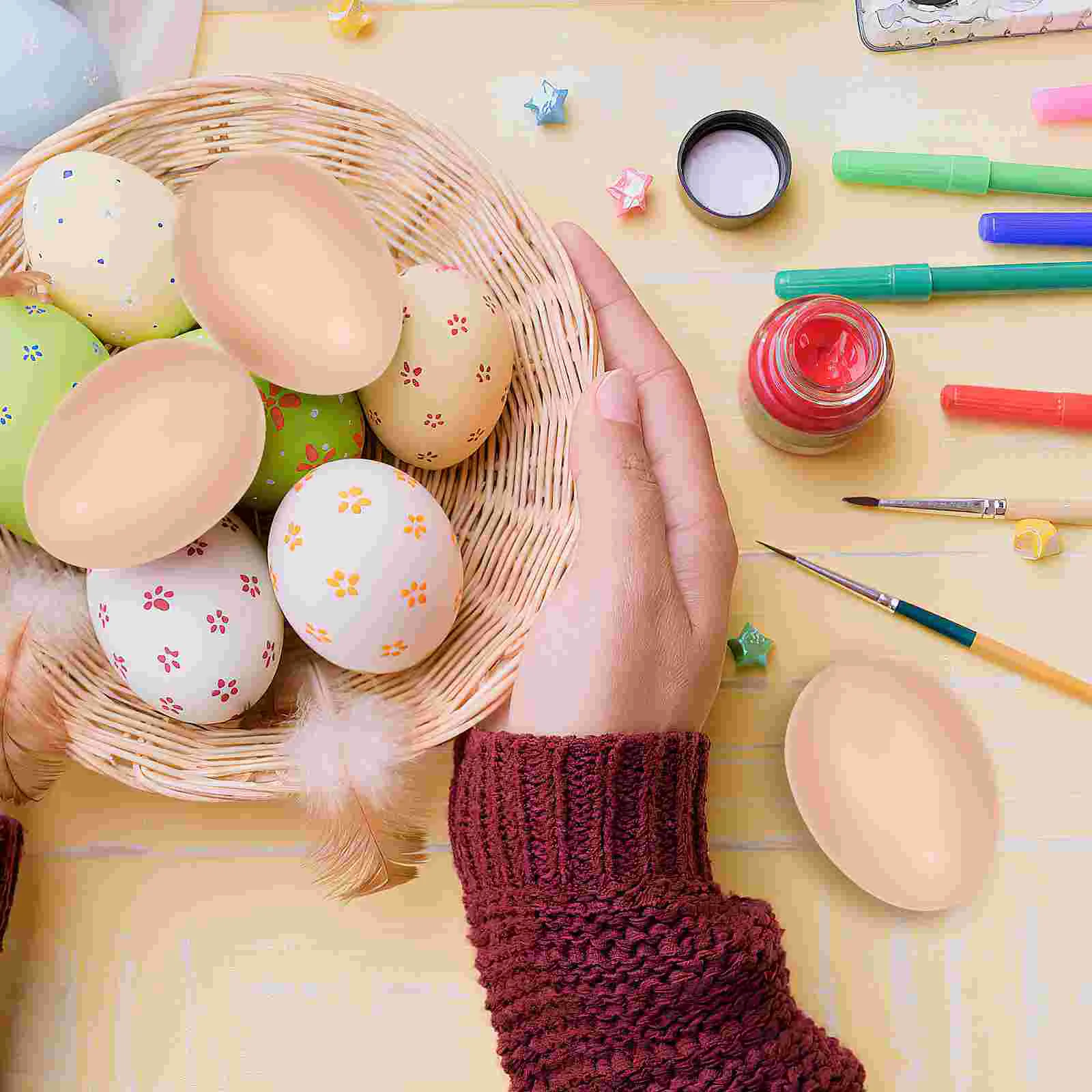 20 Pcs Simulated Plastic Eggs DIY Graffiti Easter Fake Unfinished Painting Festival Kids Toy Artificial Chicken