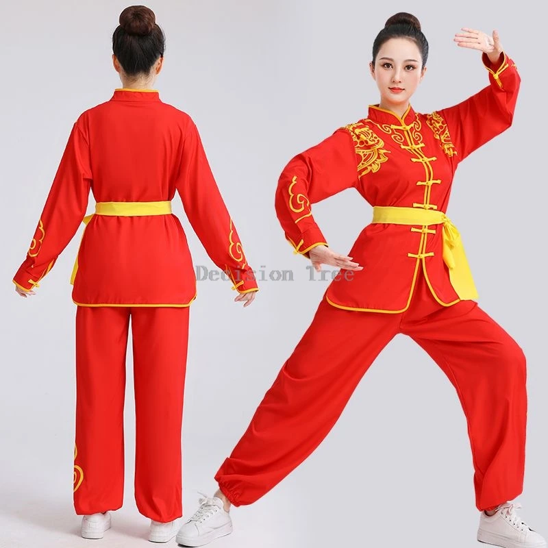 2024 unisex chinese ethnic kungfu performance costume dragon lion dance performance wushu set gorgeous wing chun exercise suit