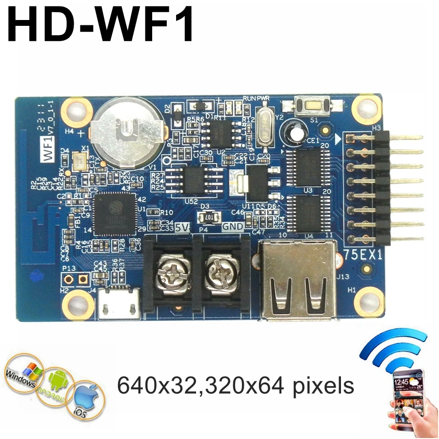 HD-WF1 HD-WF2 HD-WF4 Asynchronous USB + wifi Full Color Led Control Card With hub75 Port For P3 P4 P5 P10 RGB Lintel Display