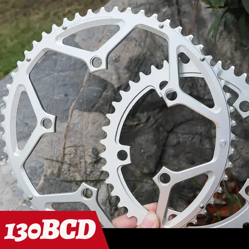 

Звездочка 130 BCD, 5 отверстий, двойная, серебристая, 2x, ультралегкая, 53/39, 54/40, для шоссейного велосипеда