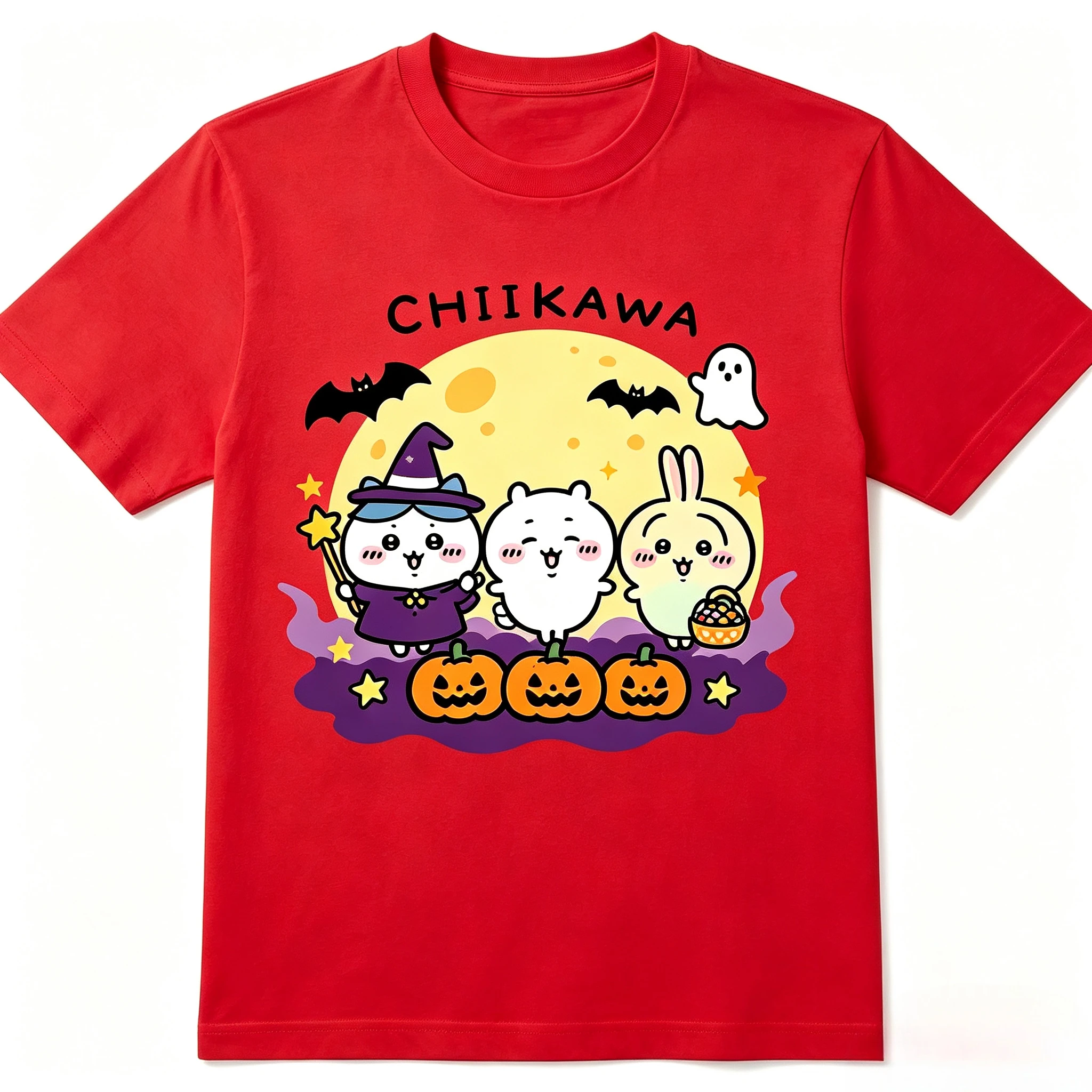 Chiikawa Halloween Kürbis-Hexe Grafik T-Shirt Kurzarm Freizeit-Oberteil für die gruselige Jahreszeit Anime-Fan Feiertagsparty Alltagskleidung – Detail 5