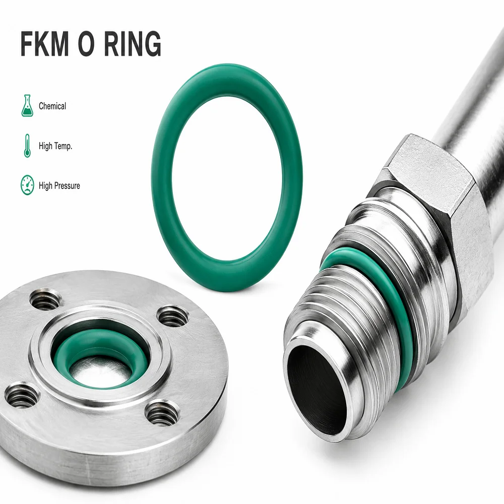 10Pcs Green FKM O-ring Thickness 3.1mm Fluororubber FKM Sealing High Temp Chemical Oil Resistant Gasket Rubber Ring OD10mm-30mm