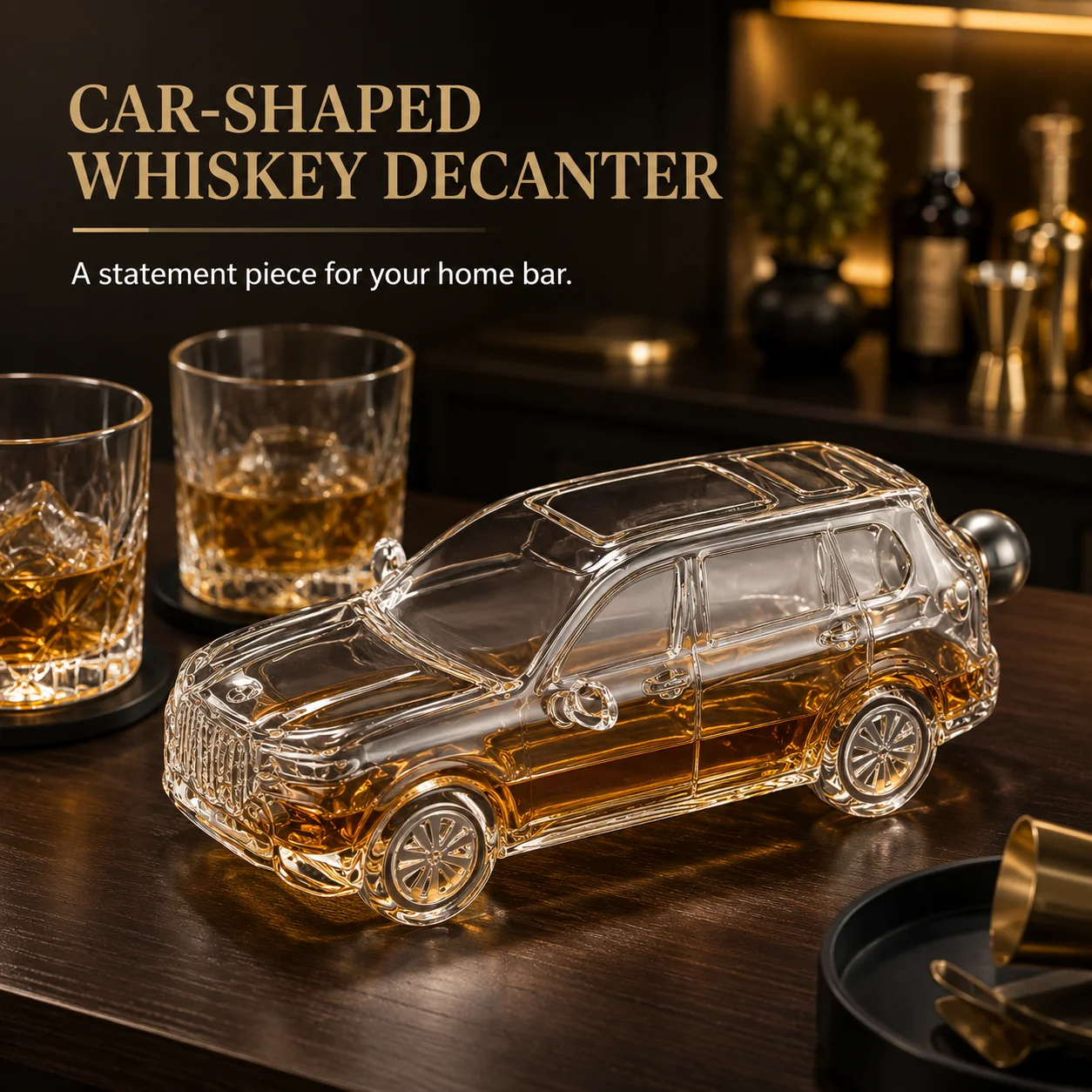 

Car Shaped Whiskey Decanter, 500ml Crystal Glass Liquor Bottle for Bourbon, Scotch, Home Bar Decor & Gifts