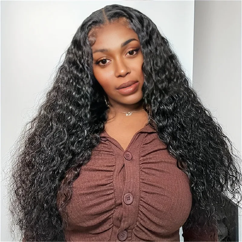 Black Middle-Parted Long Curly Synthetic Wig