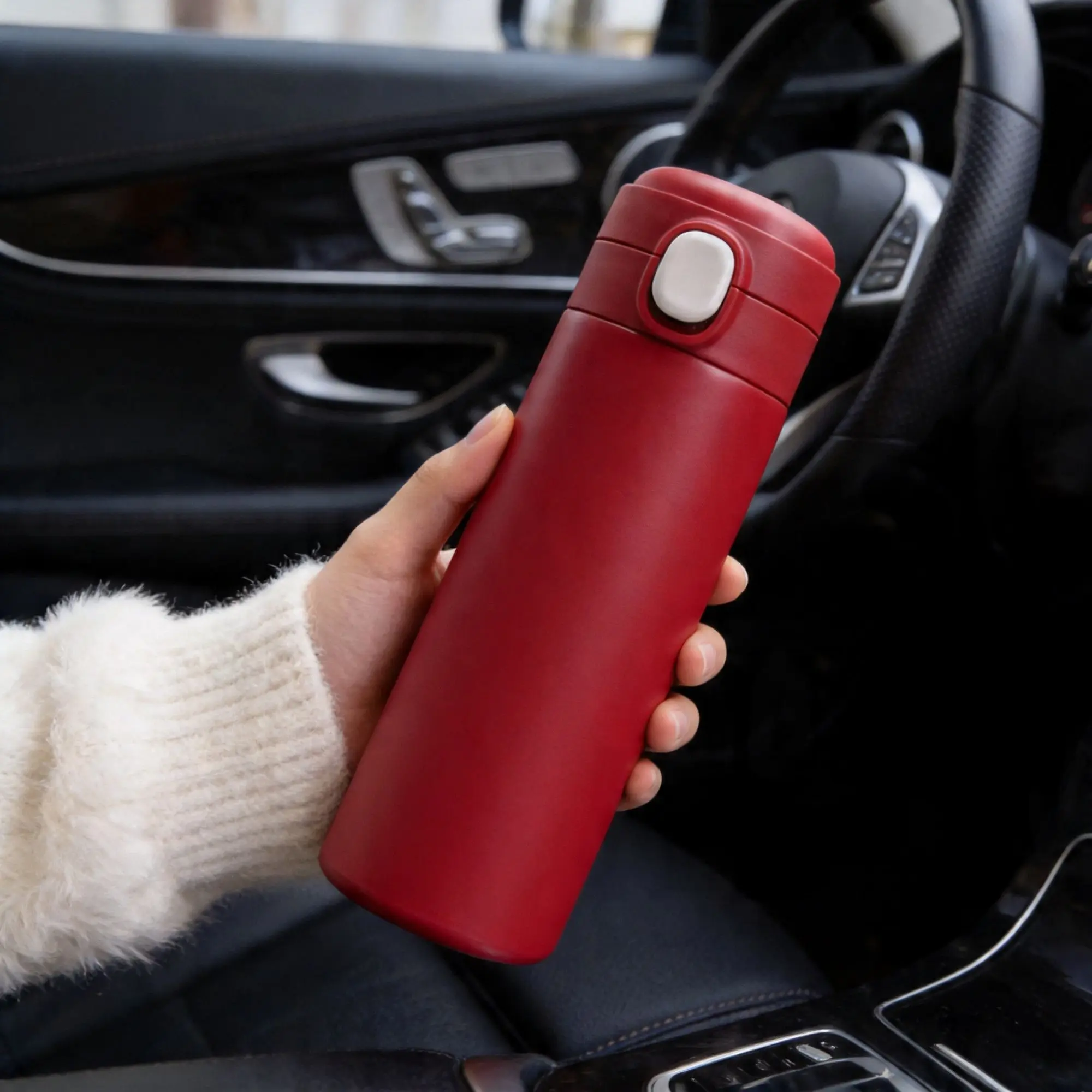 420ml Minimalist Stainless‑Steel Vacuum Insulated Water Bottle Portable Pop‑up Lid Leak‑proof Pocket‑sized Thermos Cup For Trave