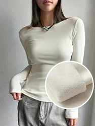 Autumn and winter base warm Women's T-shirt Slim Women T-shirt Long-sleeved for Female Thin White Tops Woman Tees Shirt