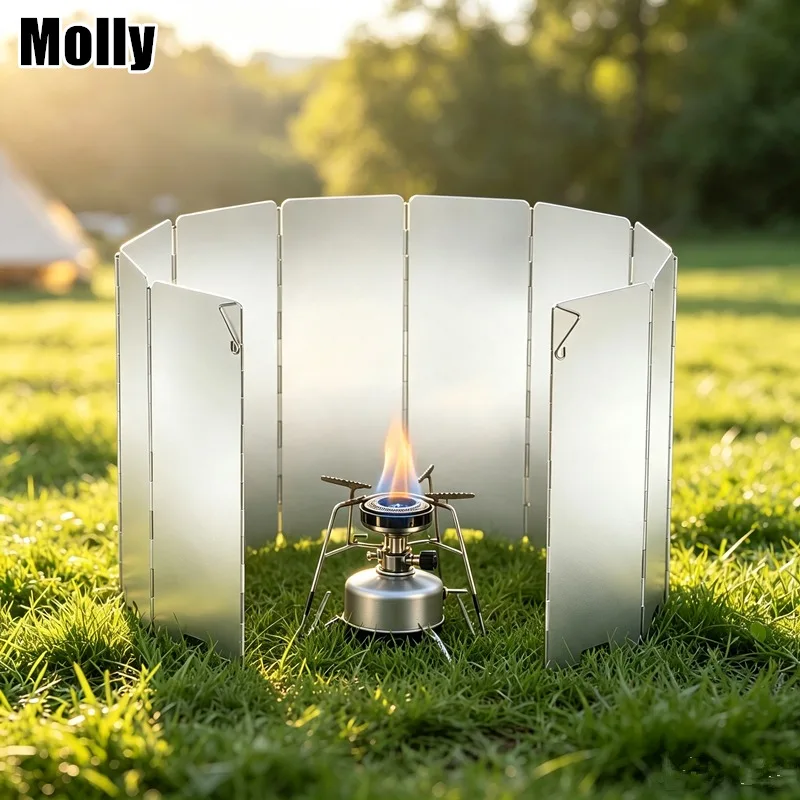 Folding Outdoor Stove Wind Shield Outdoor Camping Stove Windshield with Carrying Bag Lightweight Butane Burner Windshield