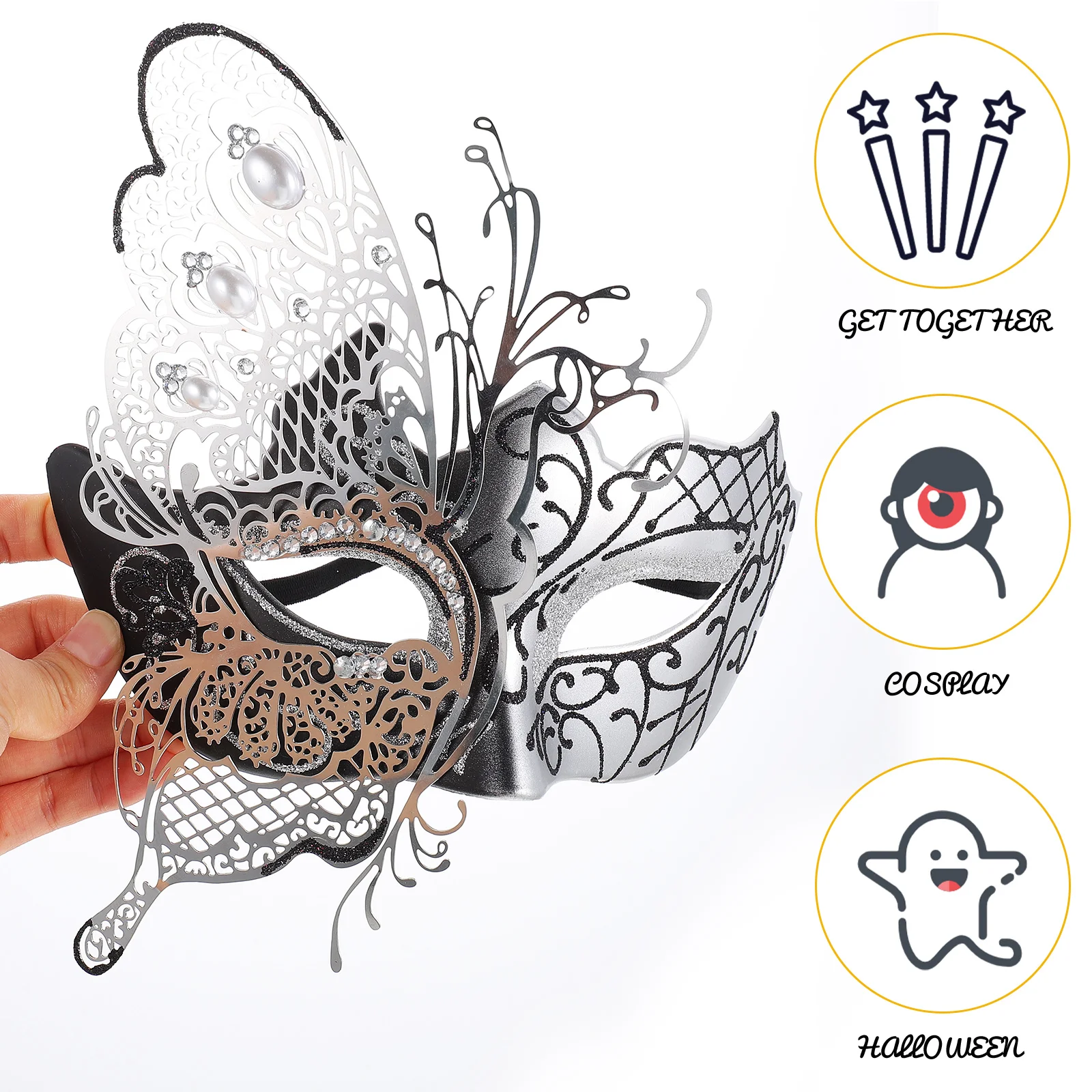 

Butterfly Masquerade Mask Plastic Full Face Masks Women Half Face Halloween Cosplay Party Prop Fits Most Proms Ball