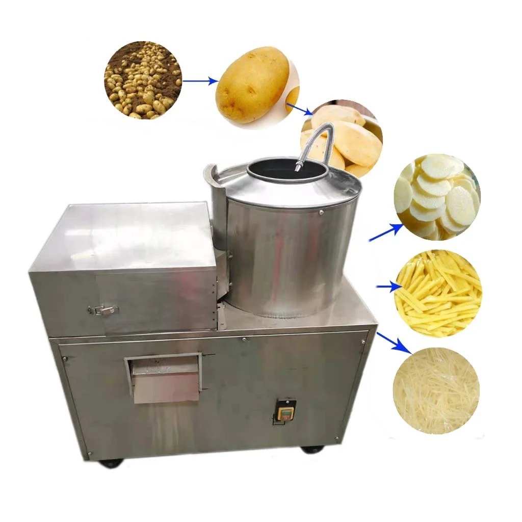 

Multifunctional Automatic Potato Washing Peeling, French Fries Cutting and Chips Slicing Machine HJ-SPJX003