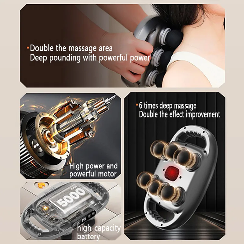 فآسيا بندقية مدلك ستة رئيس فآسيا بندقية مدلك عالية التردد العضلات مدلك لتخفيف العضلات في الظهر الكتفين الخصر YBAM04 #5