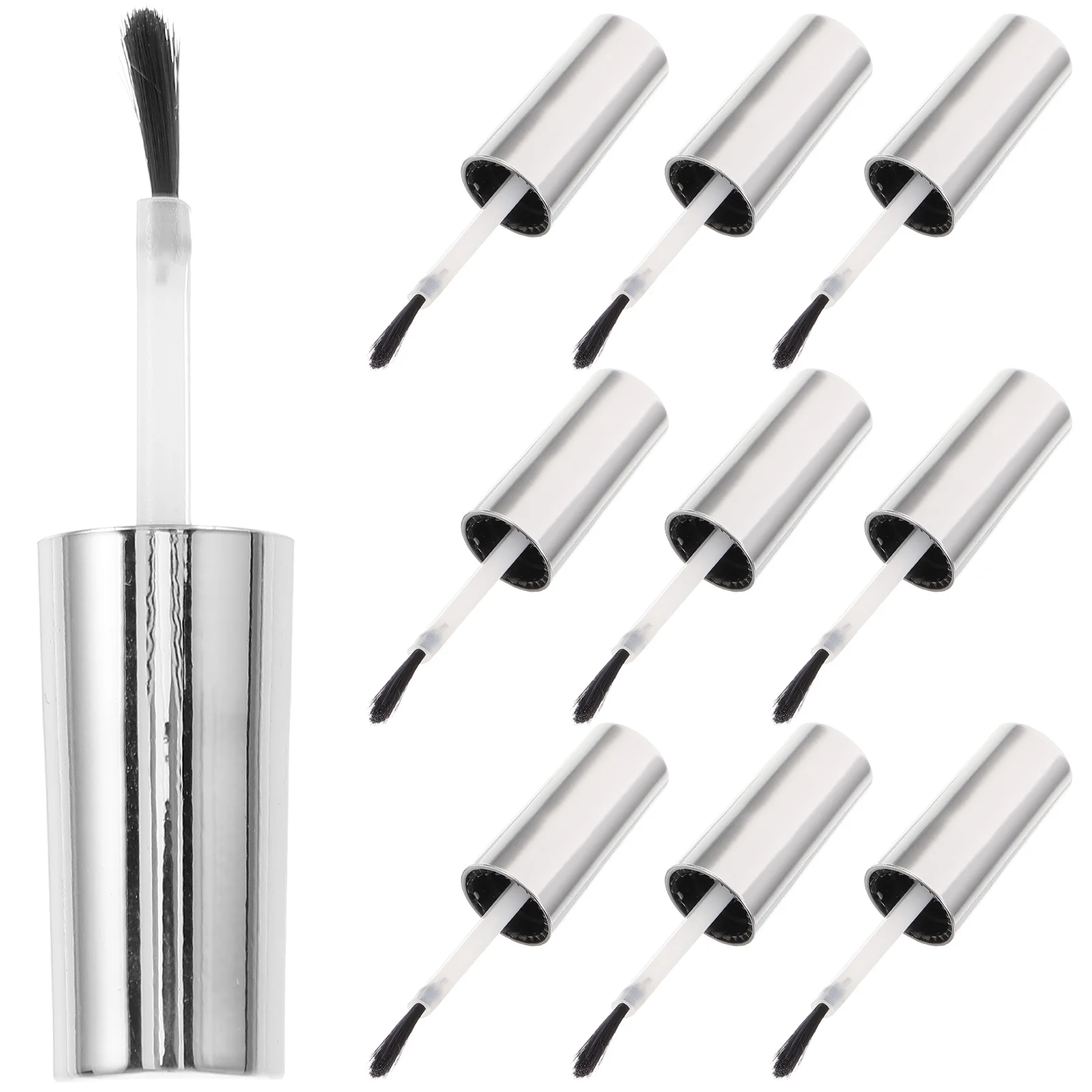 10 Pcs Container Nail Supplies Gel Polish Plastic Rayon Containers Bottle Caps with Brush