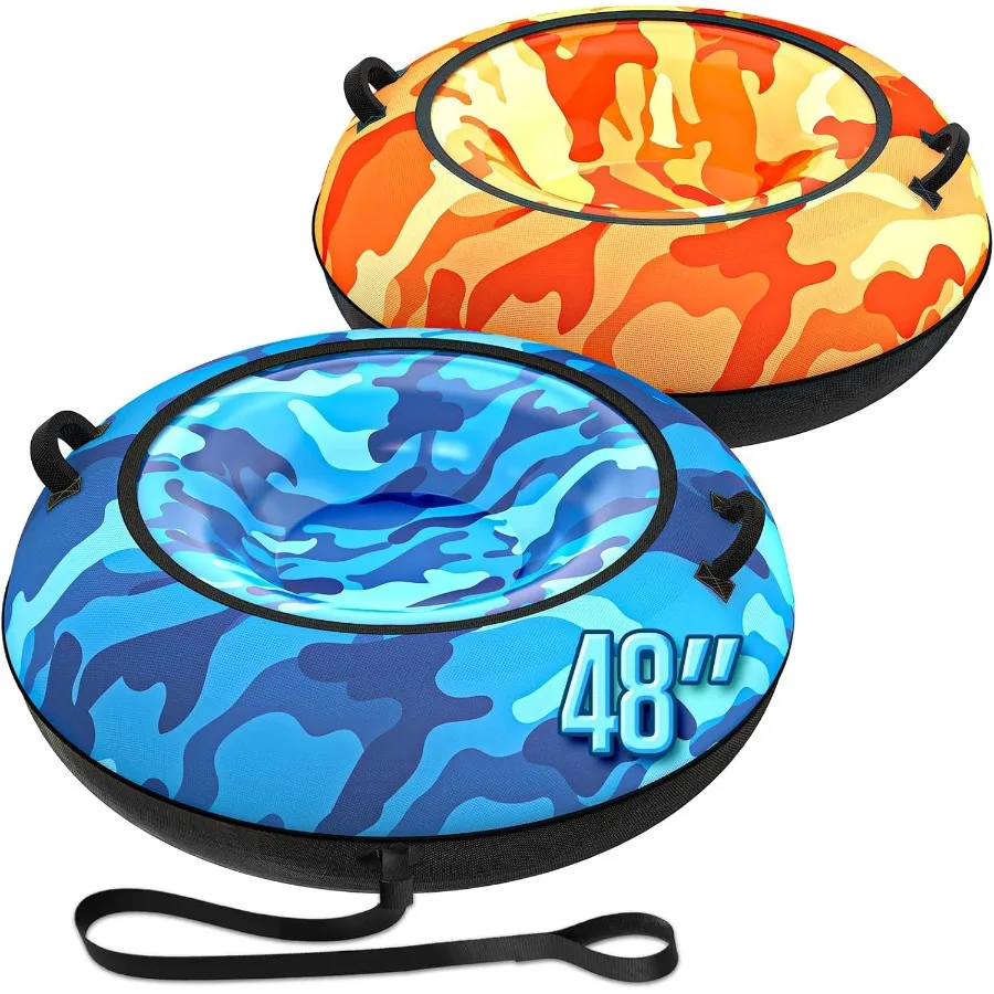 

Snow Tube with 600D Oxford Cover, Heavy Duty Snow Sled for Adults with Thickened Bottom, Inflatable Cold Resistance, 48inx2