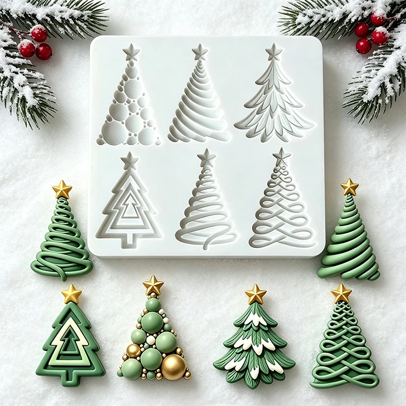 Christmas Tree Silicone Mold for Sugarcraft Resin Cupcake Baking Fondant Cake Decorating Tools